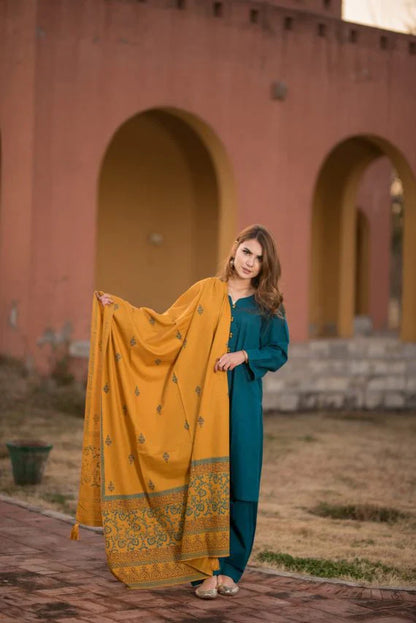 MP554- WINTER 3 Piece Dhanak Suit with digital printed wool shawll