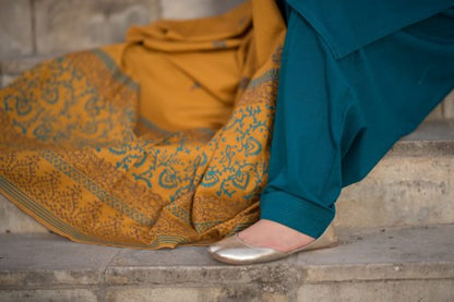 MP554- WINTER 3 Piece Dhanak Suit with digital printed wool shawll