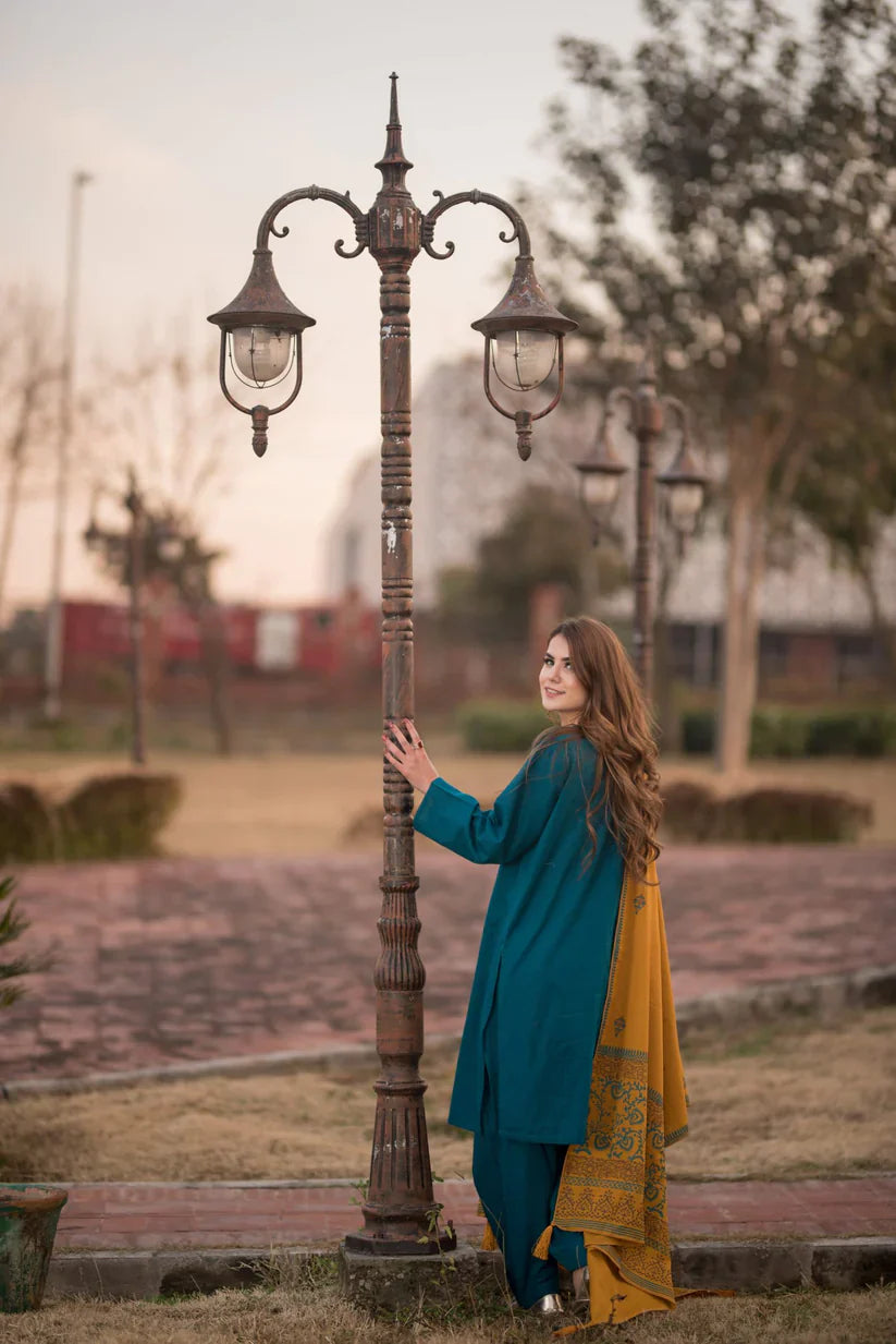 MP554- WINTER 3 Piece Dhanak Suit with digital printed wool shawll