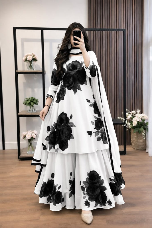 MP1245 - Maliha - 3 piece Lawn frock style Printed suit