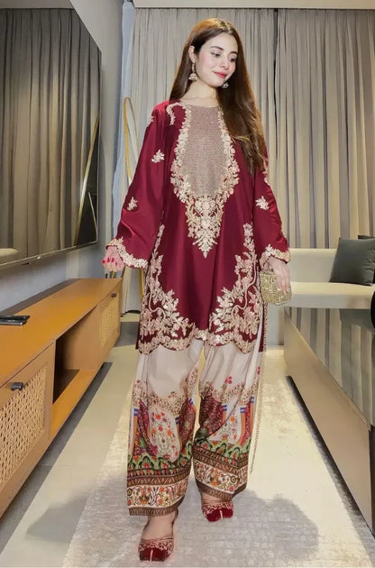 MP1319 - Ethnic - 2PC Silk Embroidered Shirt and Trouser