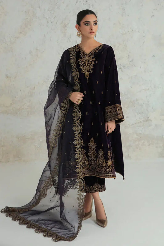 MP2011  - Jazmin Embroidered Velvet 3piece suit - Rs.13,000.00 Rs.6,499.00