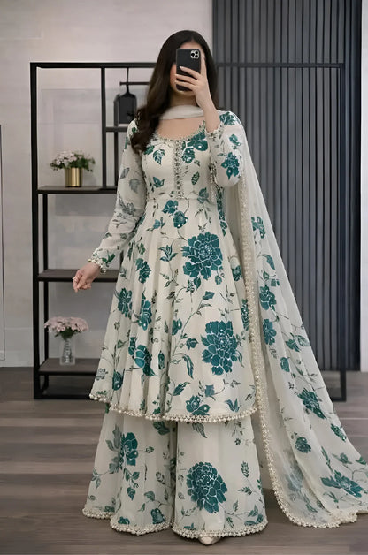 MP1224 - Maliha- 3 piece Lawn frock style Printed suit