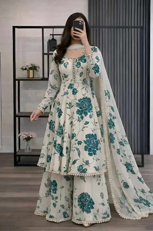 MP1224 - Maliha- 3 piece Lawn frock style Printed suit