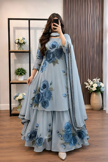 MP1229 - Maliha - 3 piece Lawn frock style Printed suit