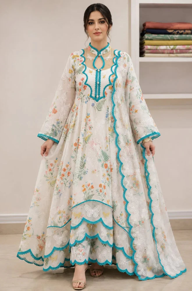 MP1242 - Maliha - 3 piece Lawn frock style Printed suit