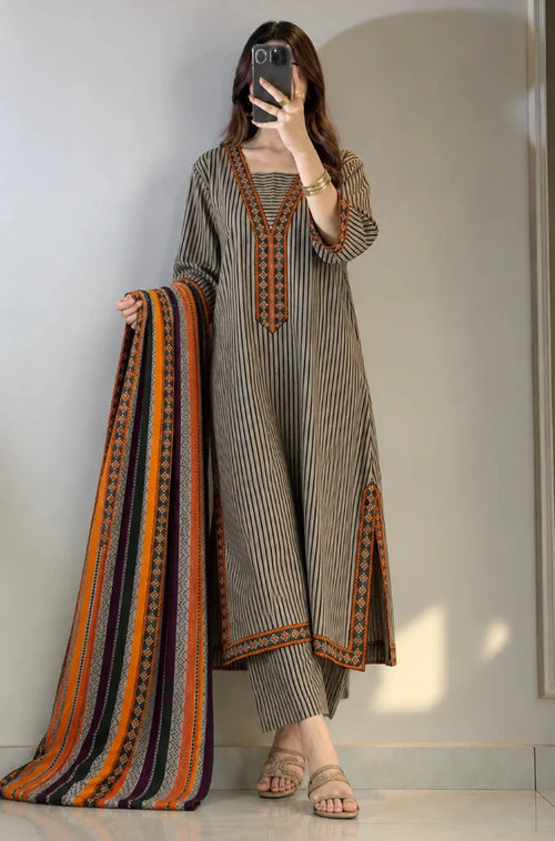 MP1368 - Khaadi - Winter 3PC Karandi Digital Print Dress