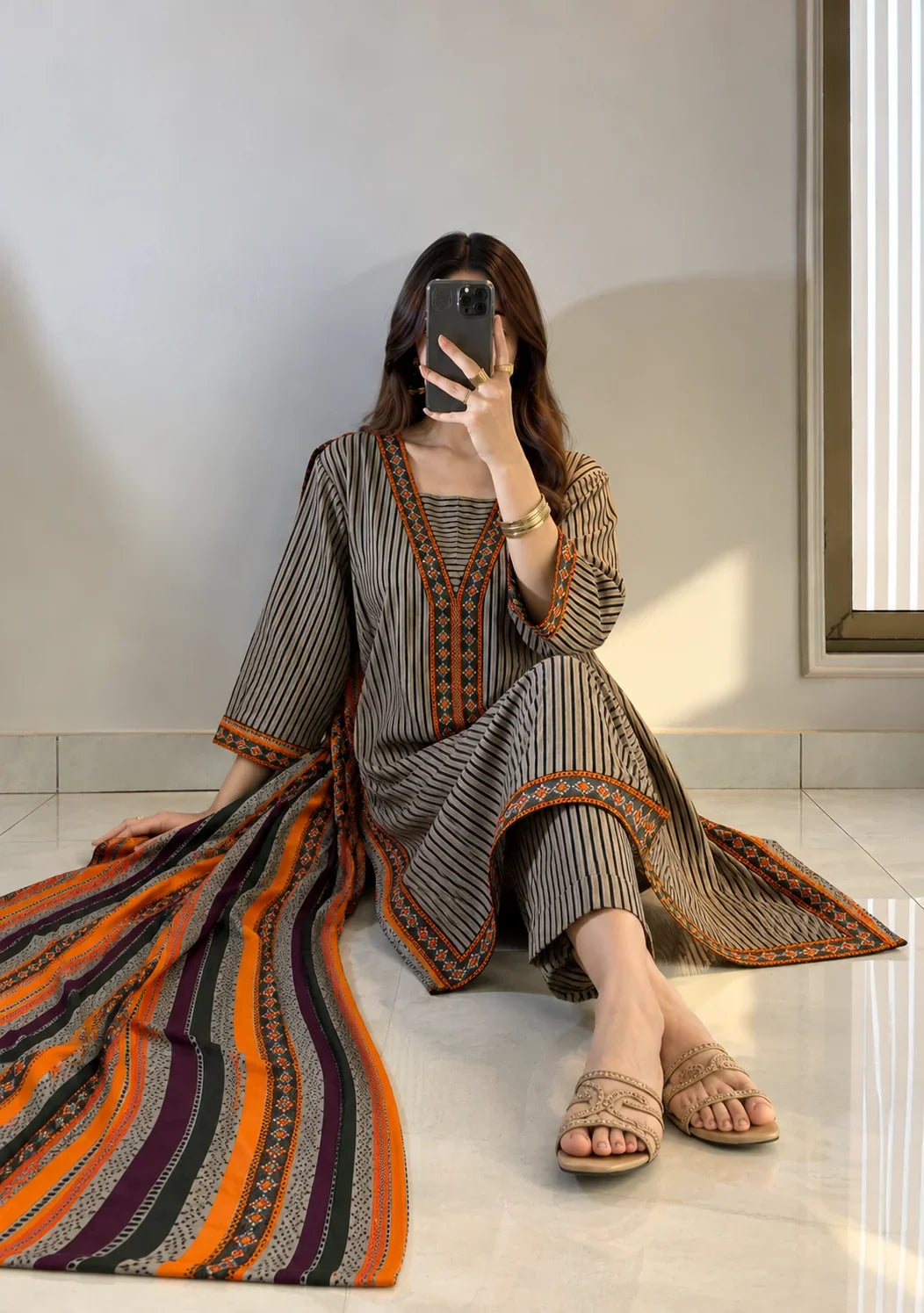 MP1368 - Khaadi - Winter 3PC Karandi Digital Print Dress