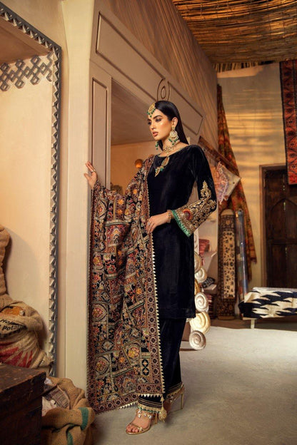 MP2017 - Khuda Baksh Embroidered Velvet 3piece suit - Rs.13,000.00 Rs.6,999.00