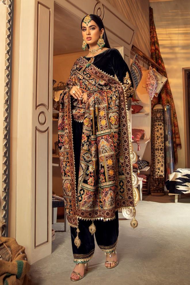 MP2017 - Khuda Baksh Embroidered Velvet 3piece suit - Rs.13,000.00 Rs.6,999.00