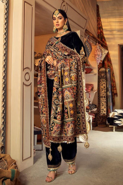 MP2017 - Khuda Baksh Embroidered Velvet 3piece suit - Rs.13,000.00 Rs.6,999.00