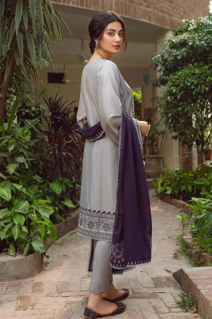 MP233-Jazmin - 3PC Lawn Embroidered Shirt with Bamber Chiffon Embroidered Dupatta and Lawn Trouser