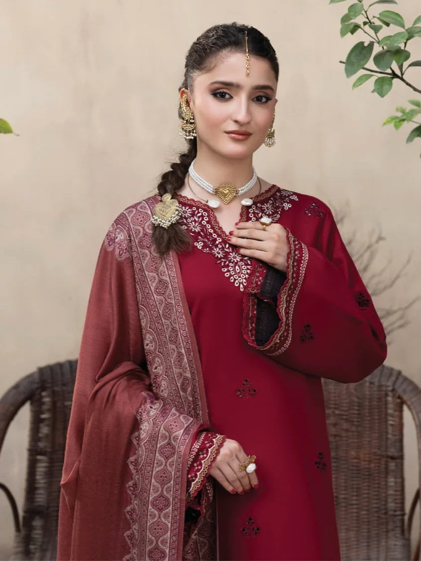 MP33123 - Maliha Premium Embroidered Dhanak Unstitched 3Pc