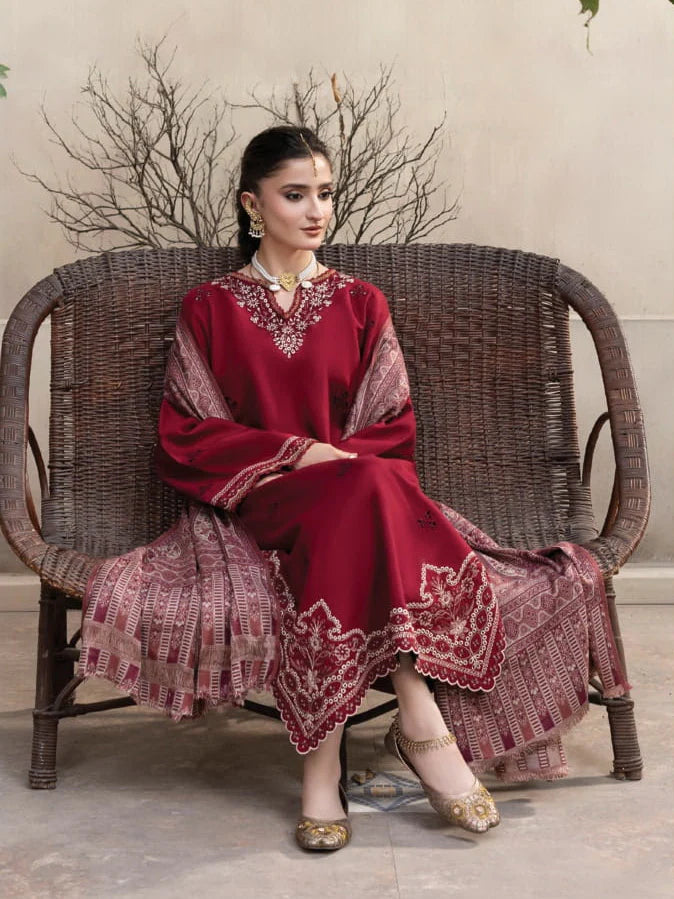 MP33123 - Maliha Premium Embroidered Dhanak Unstitched 3Pc