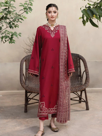 MP33123 - Maliha Premium Embroidered Dhanak Unstitched 3Pc