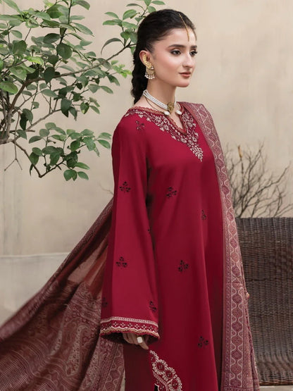 MP33123 - Maliha Premium Embroidered Dhanak Unstitched 3Pc