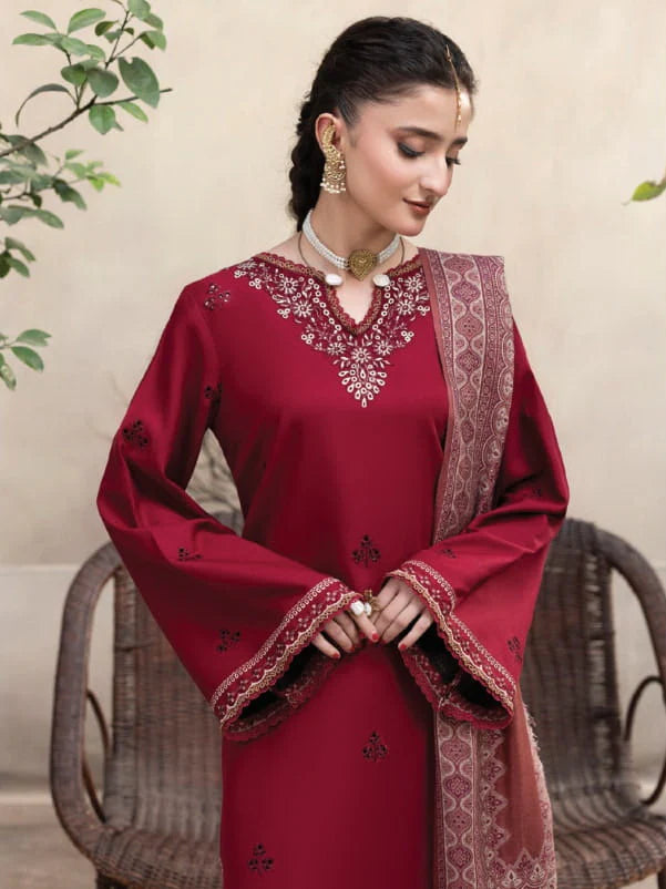MP33123 - Maliha Premium Embroidered Dhanak Unstitched 3Pc