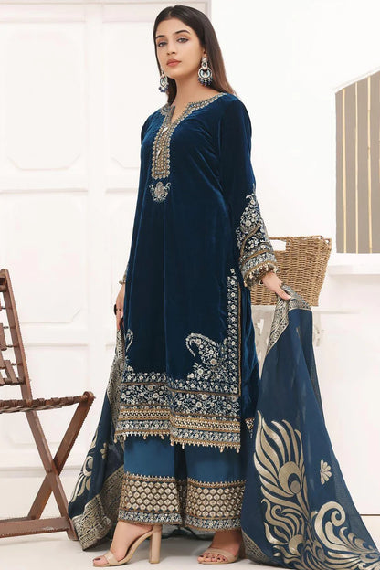 MP1112 -WINTER Velvet Embroidered with Printed organza duppata Winter Collection
