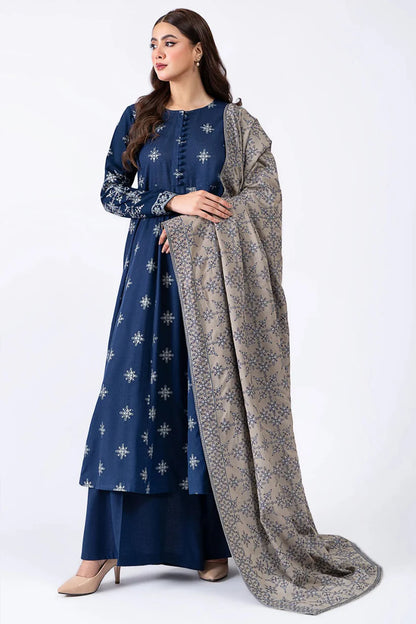 MP778-WINTER 3-Pc Embroidered Dhanak Suit with Heavy Embroidered Dhanak Shawll