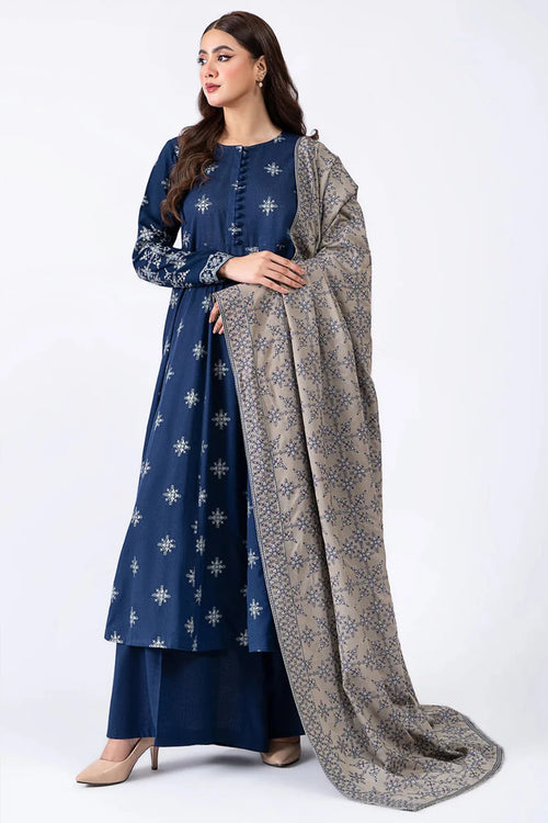 MP778-WINTER 3-Pc Embroidered Dhanak Suit with Heavy Embroidered Dhanak Shawll