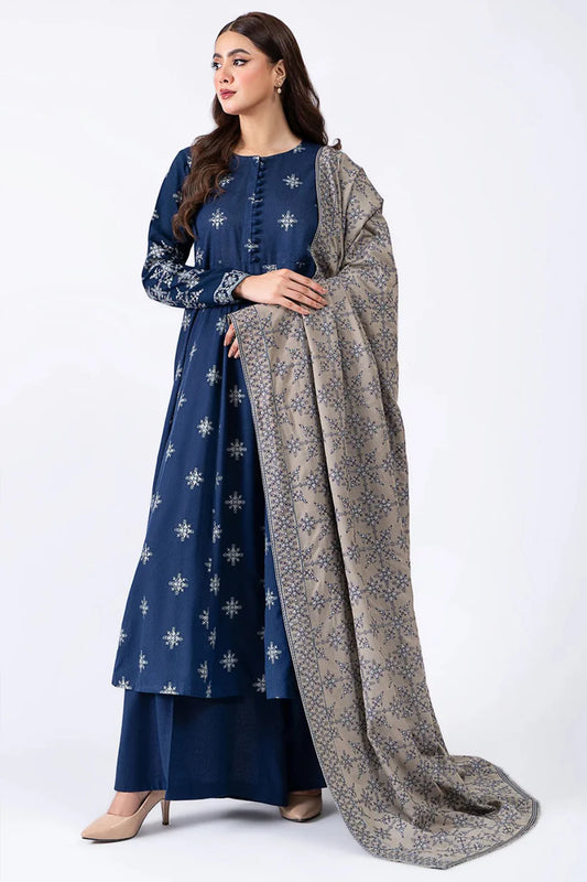 MP778-WINTER 3-Pc Embroidered Dhanak Suit with Heavy Embroidered Dhanak Shawll