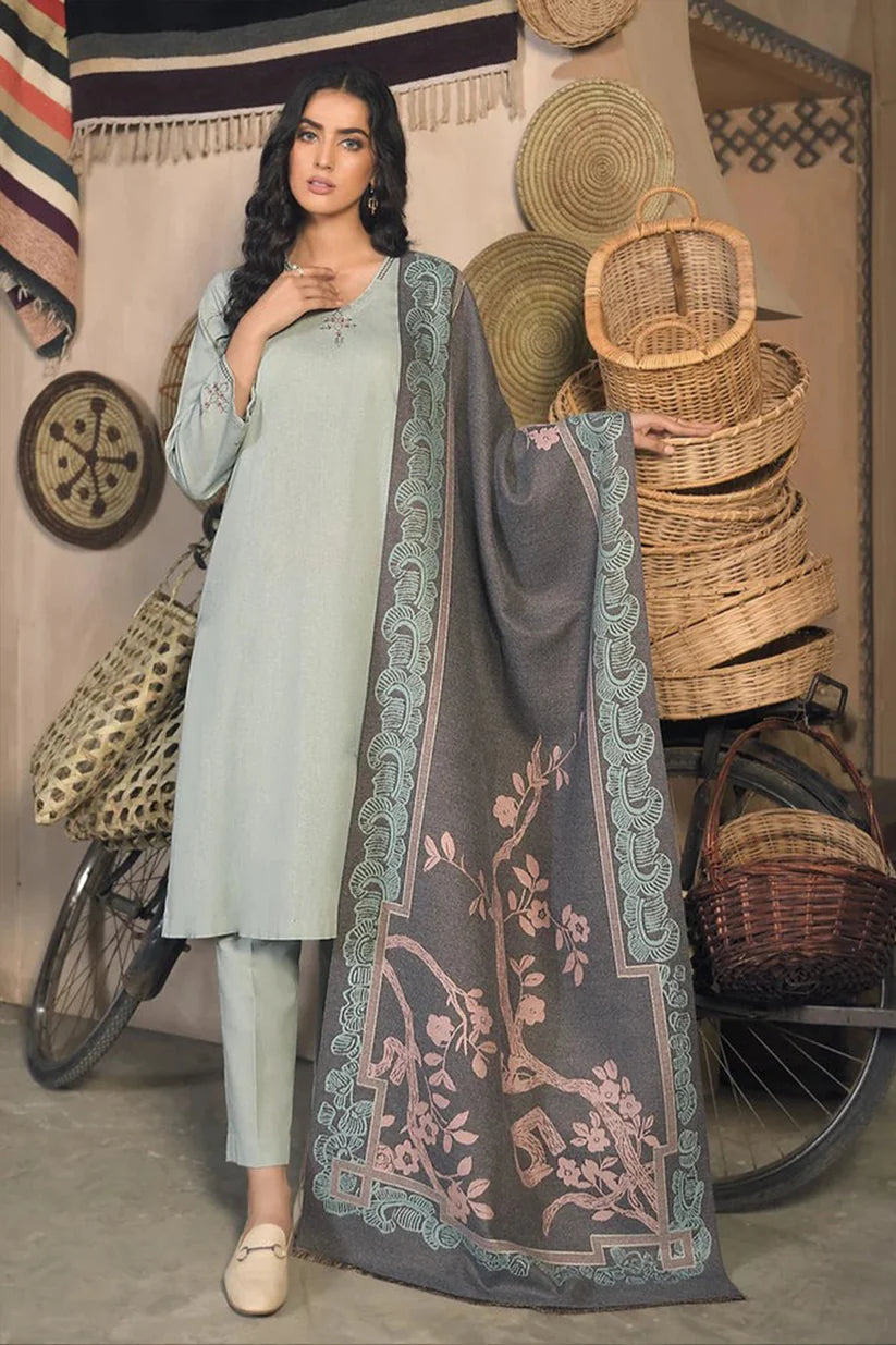 MP809-WINTER 3 Piece Dhanak Suit with digital printed wool shawll