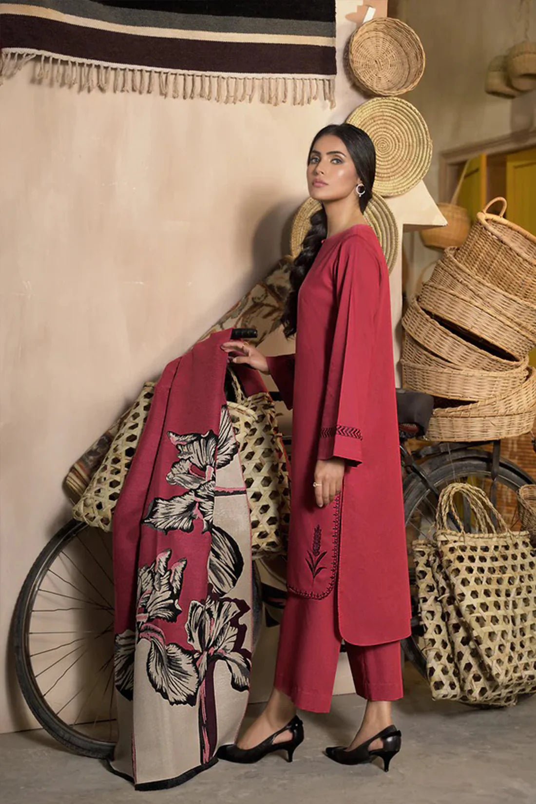 MP813-WINTER 3 Piece Dhanak Suit with digital printed wool shawll
