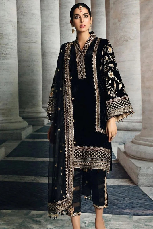 MP822 -WINTER Velvet Embroidered with Embroidered duppatta Winter Collection