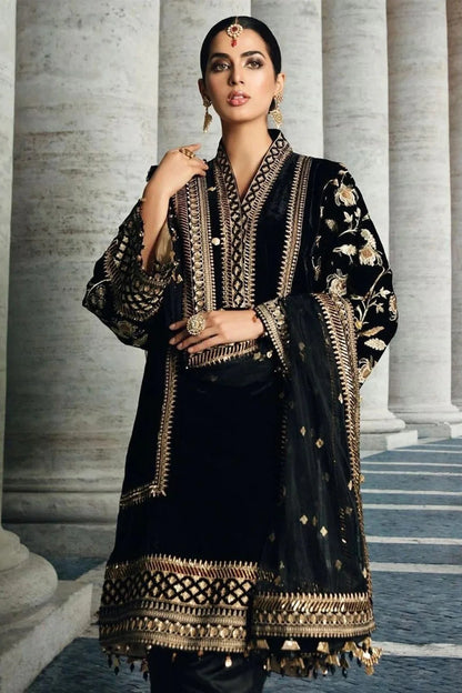 MP822 -WINTER Velvet Embroidered with Embroidered duppatta Winter Collection