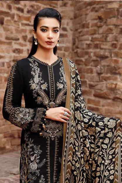 MP877-WINTER 3PC Dhannak Embroidered suit with Printed Shawll