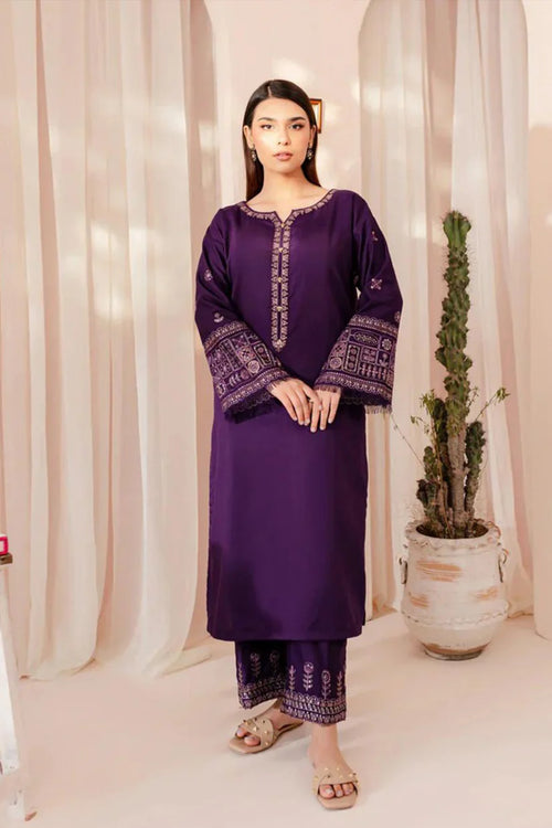 MP881 - 2PC dhank wool Embroidered Suit