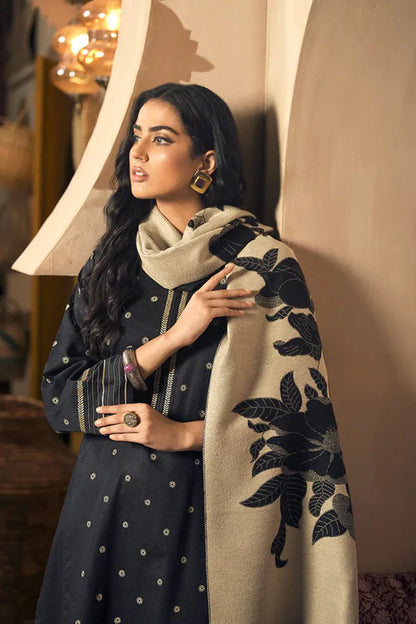 MP916-3PC Winter Dhannak Embroidered suit with Printed Shawl