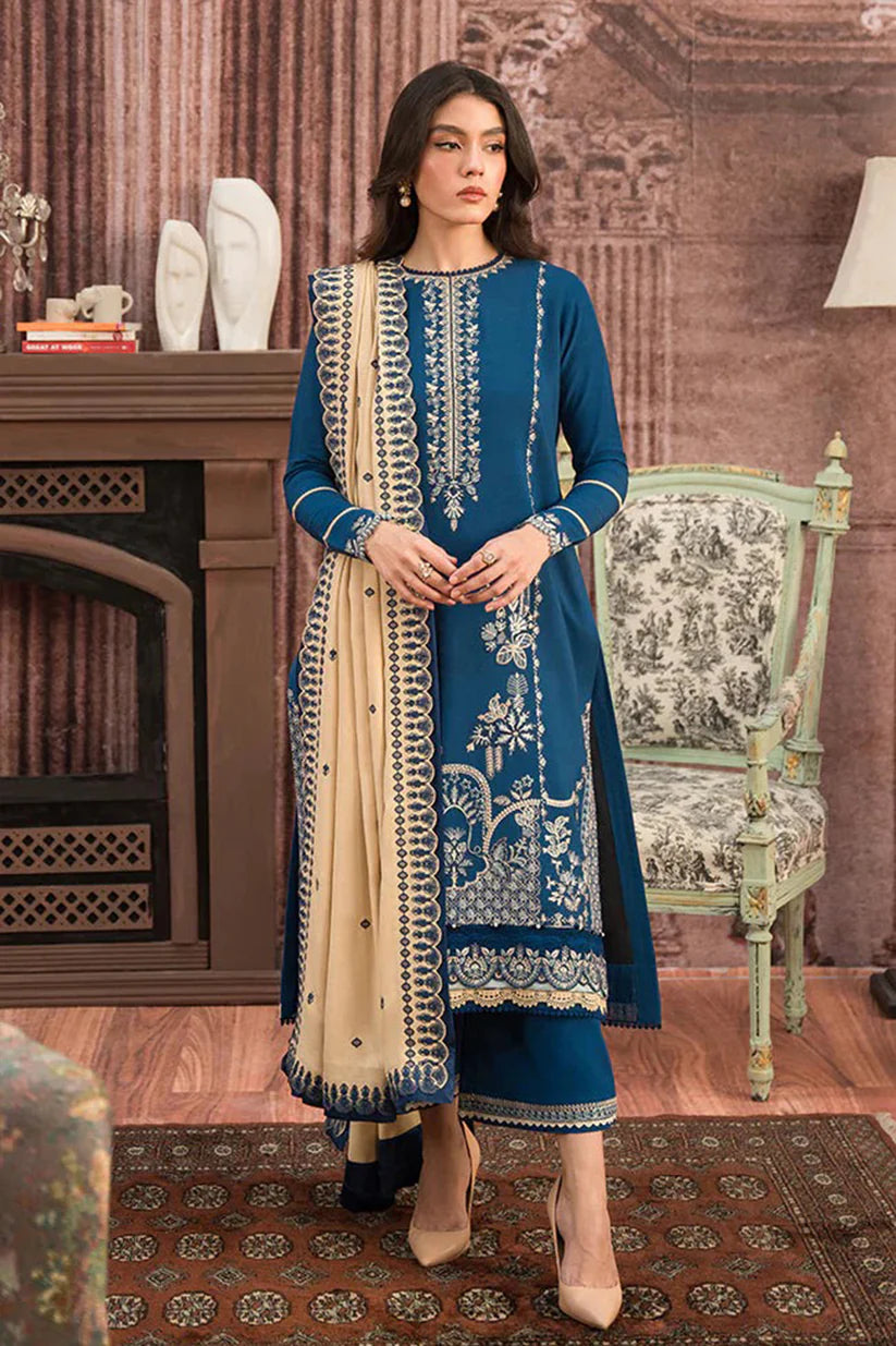 MP917-WINTER 3-Pc Embroidered Dhanak Suit with Heavy Embroidered Dhanak Shawll