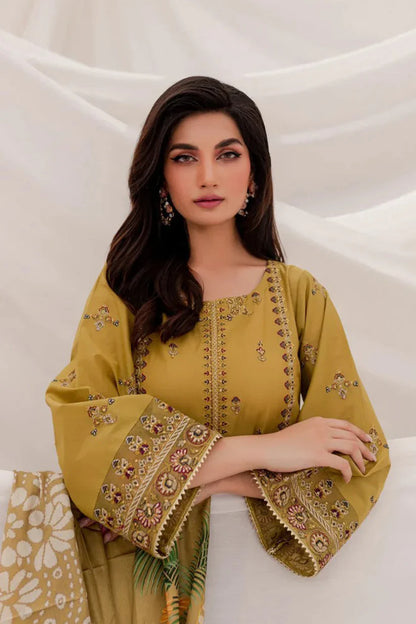 MP940-WINTER 3PC Dhannak Embroidered suit with Printed Shawll