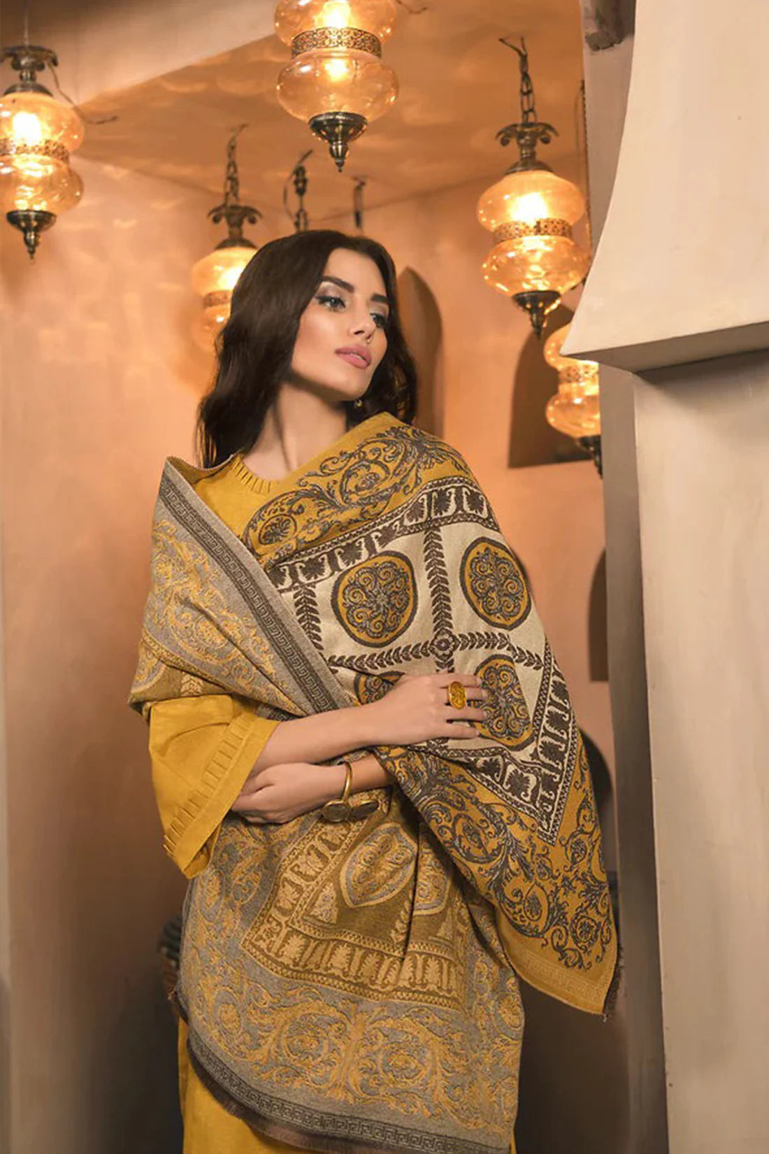 MP945-WINTER 3 Piece Dhanak Suit with digital printed wool shawll