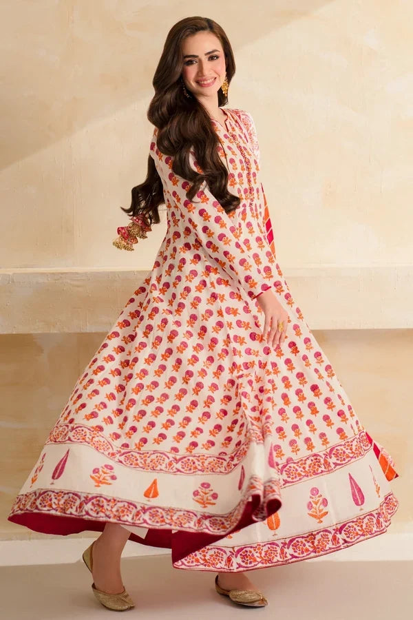 MP1260 - Sana Javed - 3 piece Lawn frock style Printed suit