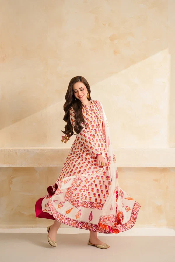 MP1260 - Sana Javed - 3 piece Lawn frock style Printed suit