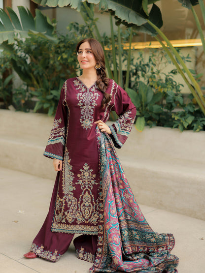 MP1316 - Sapphire - Winter 3PC Dhanak Embroidered Suit