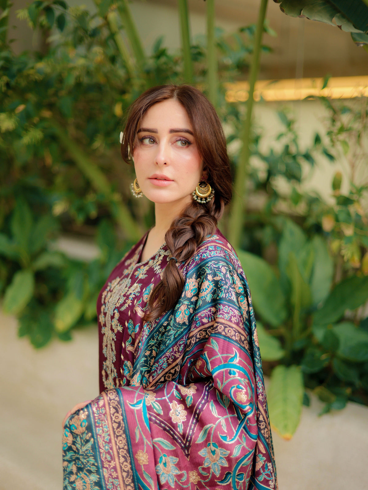 MP1316 - Sapphire - Winter 3PC Dhanak Embroidered Suit