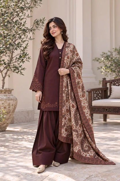 MP1355 - Sapphire - Winter 3PC Dhanak Embroidered Suit