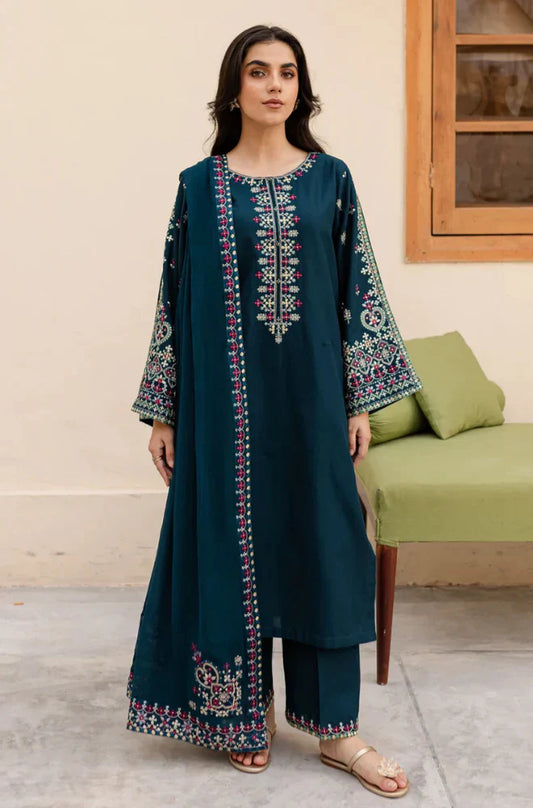 MP33113 - Sapphire - Winter 3PC Dhanak Embroidered Suit