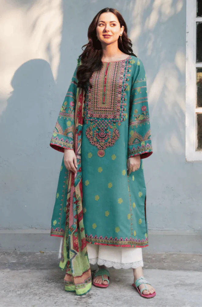 Mp3315 -Sapphire - Winter 3PC Dhanak Embroidered Suit