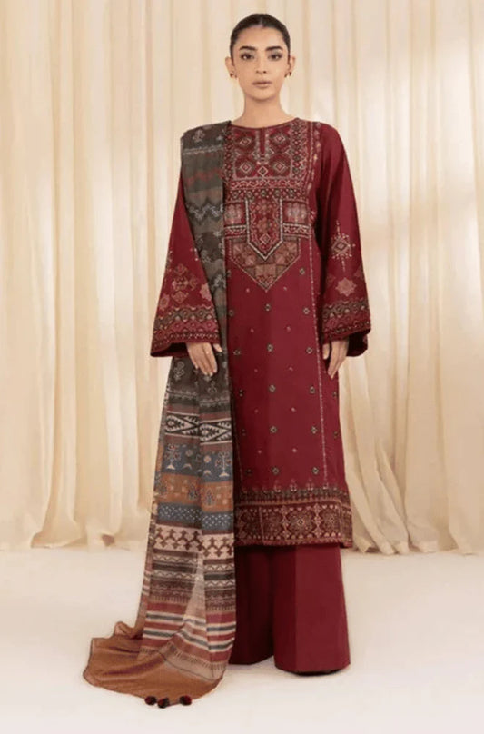 mp3363 Sapphire - Winter 3PC Dhanak Embroidered Suit