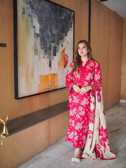 MP33416-Sapphire - Winter 3PC Karandi Digital Print Dress