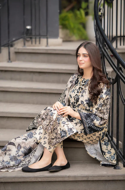 MP3389-Sapphire - Winter 3PC Karandi Digital Print Dress
