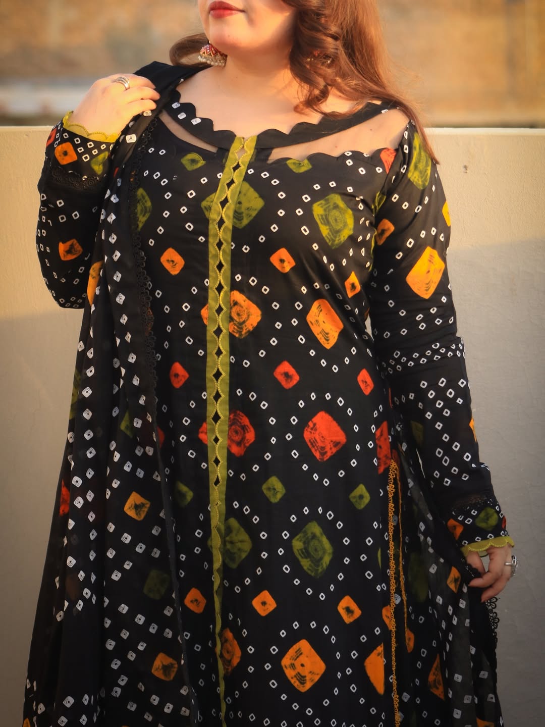 MP1201 - Lawn Digital Printed Rajasthani Chunri Dress