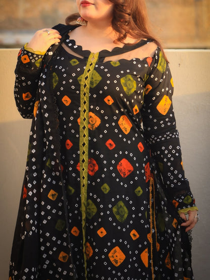 MP1201 - Lawn Digital Printed Rajasthani Chunri Dress