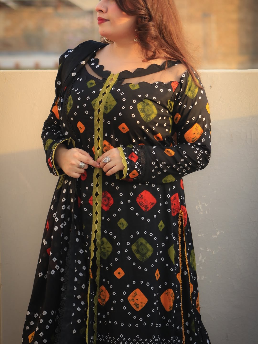 MP1201 - Lawn Digital Printed Rajasthani Chunri Dress