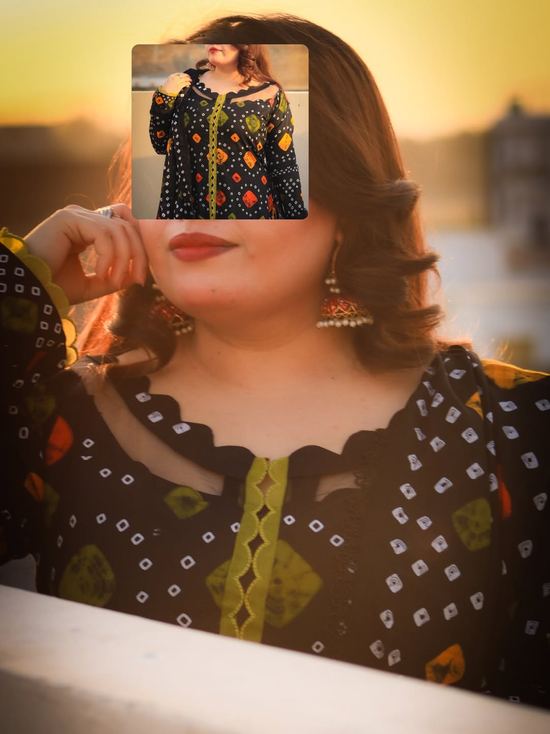MP1201 - Lawn Digital Printed Rajasthani Chunri Dress