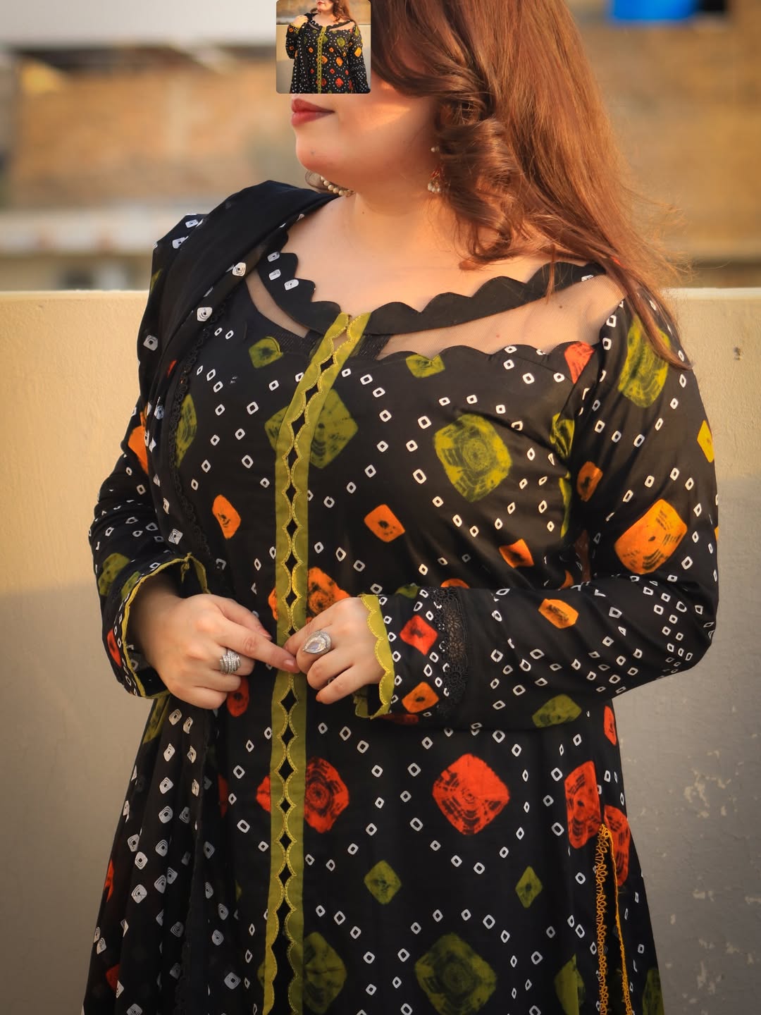 MP1201 - Lawn Digital Printed Rajasthani Chunri Dress
